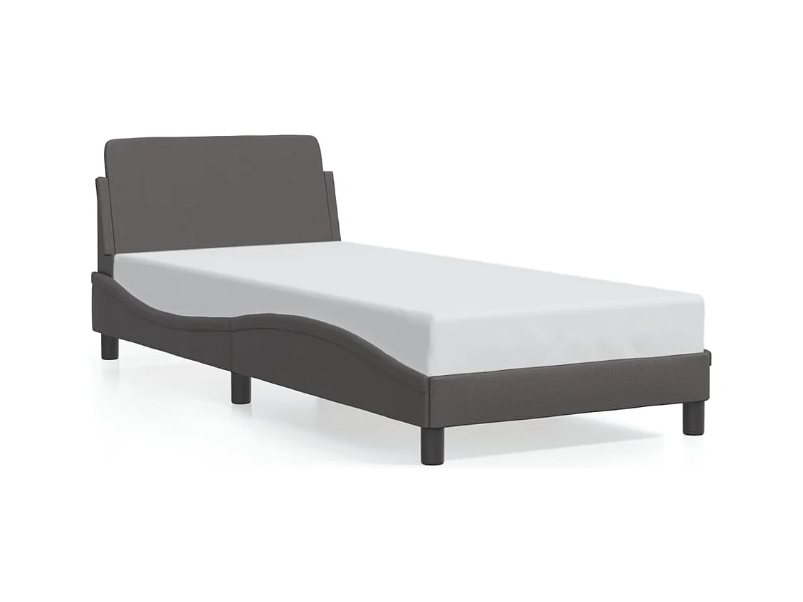 Lit simple | Lit adulte, enfant | Cadre de lit gris 90x190 cm similicuir