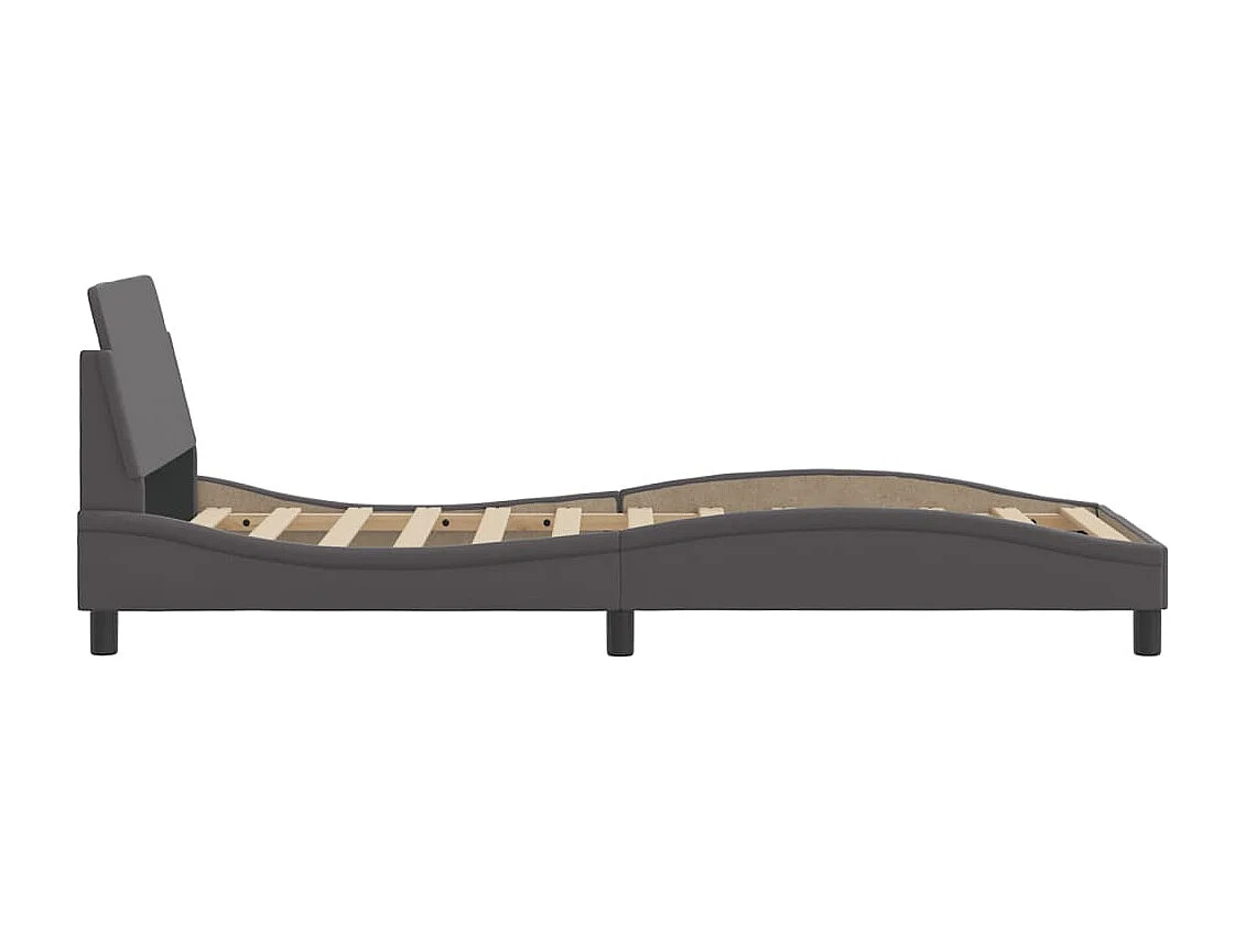 Lit simple | Lit adulte, enfant | Cadre de lit gris 90x190 cm similicuir