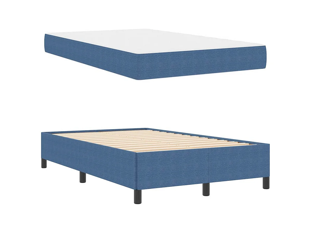 Lit simple | Lit adulte, enfant | Cadre de lit Bleu 120x200 cm Tissu en velours côtelé