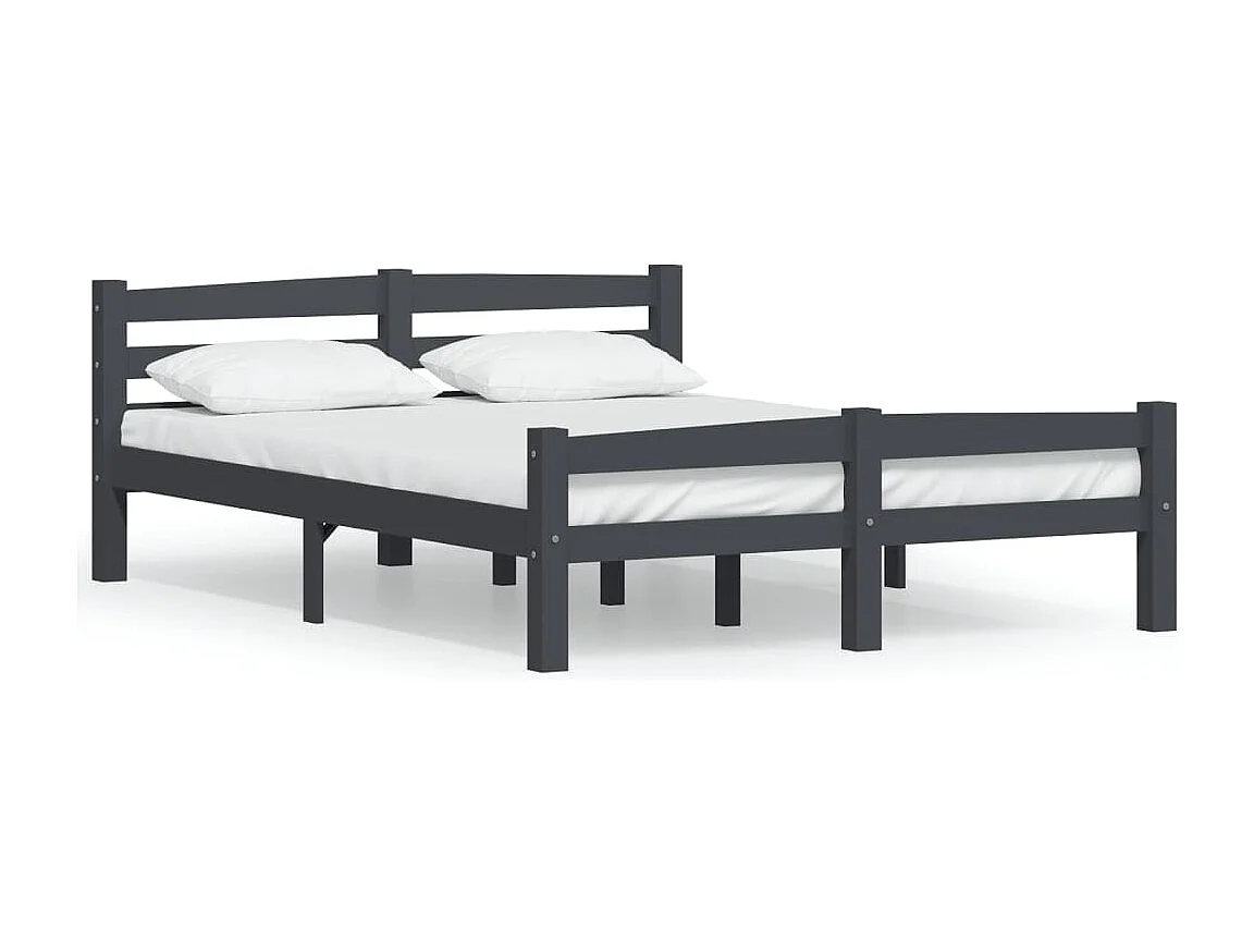 Lit simple | Lit adulte, enfant | Cadre de lit gris foncé pin massif 120x200 cm