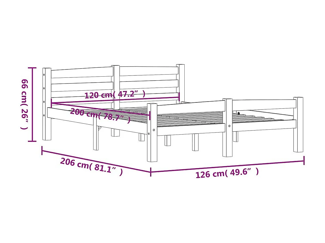 Lit simple | Lit adulte, enfant | Cadre de lit gris foncé pin massif 120x200 cm