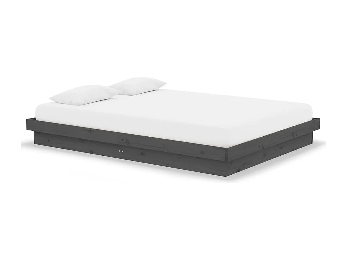 Lit double | Lit adulte | Cadre de lit gris bois massif 140x190 cm