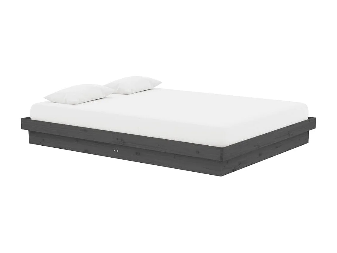 Lit double | Lit adulte | Cadre de lit gris bois massif 140x190 cm