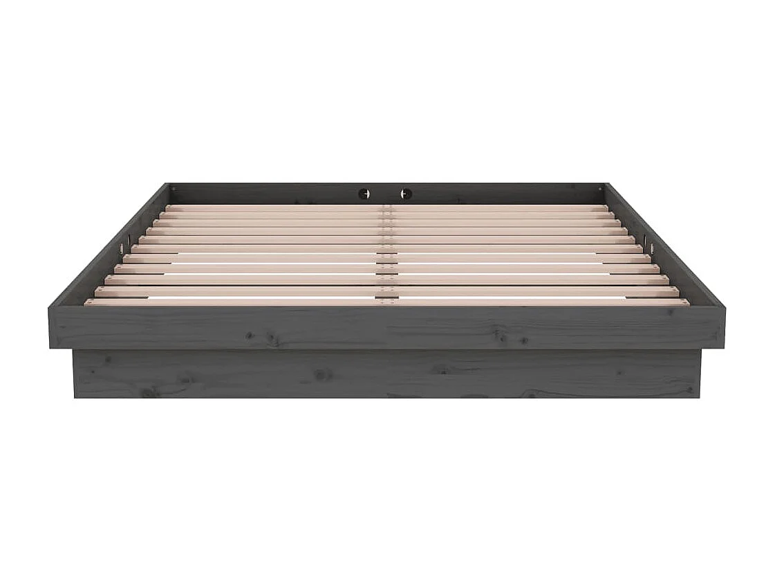 Lit double | Lit adulte | Cadre de lit gris bois massif 140x190 cm