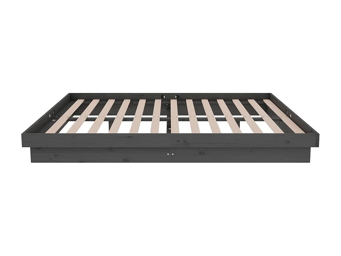 Lit double | Lit adulte | Cadre de lit gris bois massif 140x190 cm
