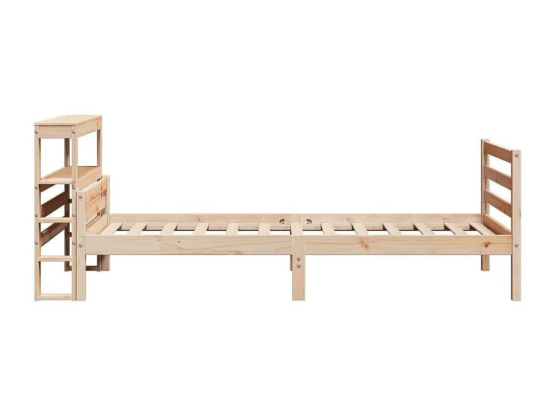 Letto per adulti | Letto singolo | Giroletto con Testiera 90x200 cm in Legno Massello di Pino