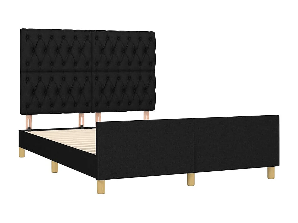 Lit double | Lit adulte | Cadre de lit noir 140x190 cm tissu