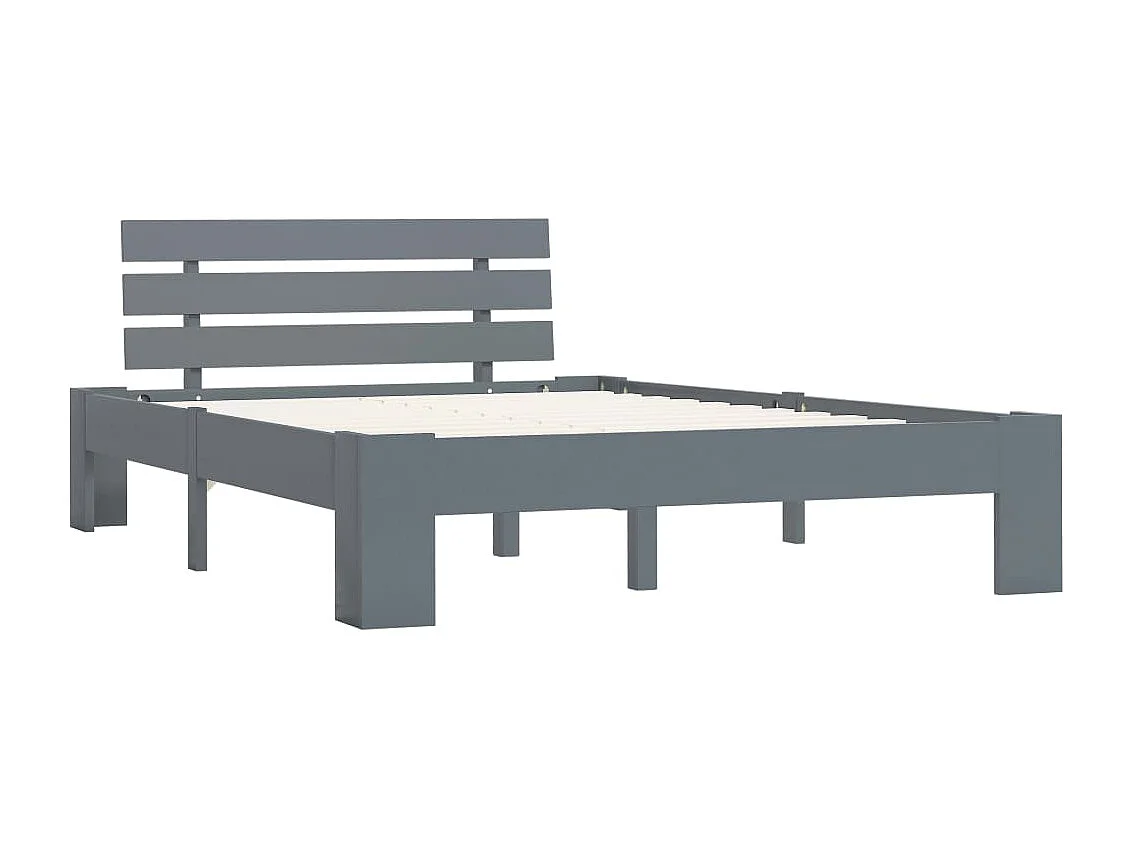 Lit double | Lit adulte | Cadre de lit gris bois massif de pin 140x200 cm