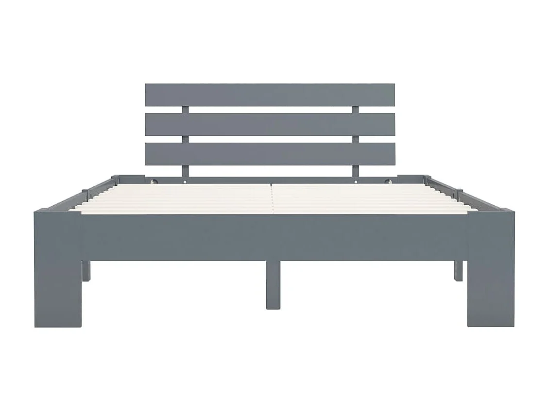 Lit double | Lit adulte | Cadre de lit gris bois massif de pin 140x200 cm