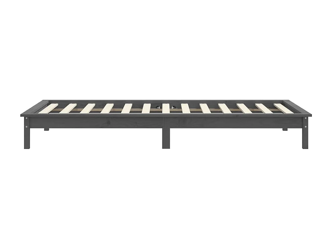 Lit simple | Lit adulte, enfant | Cadre de lit gris 90x200 cm bois massif