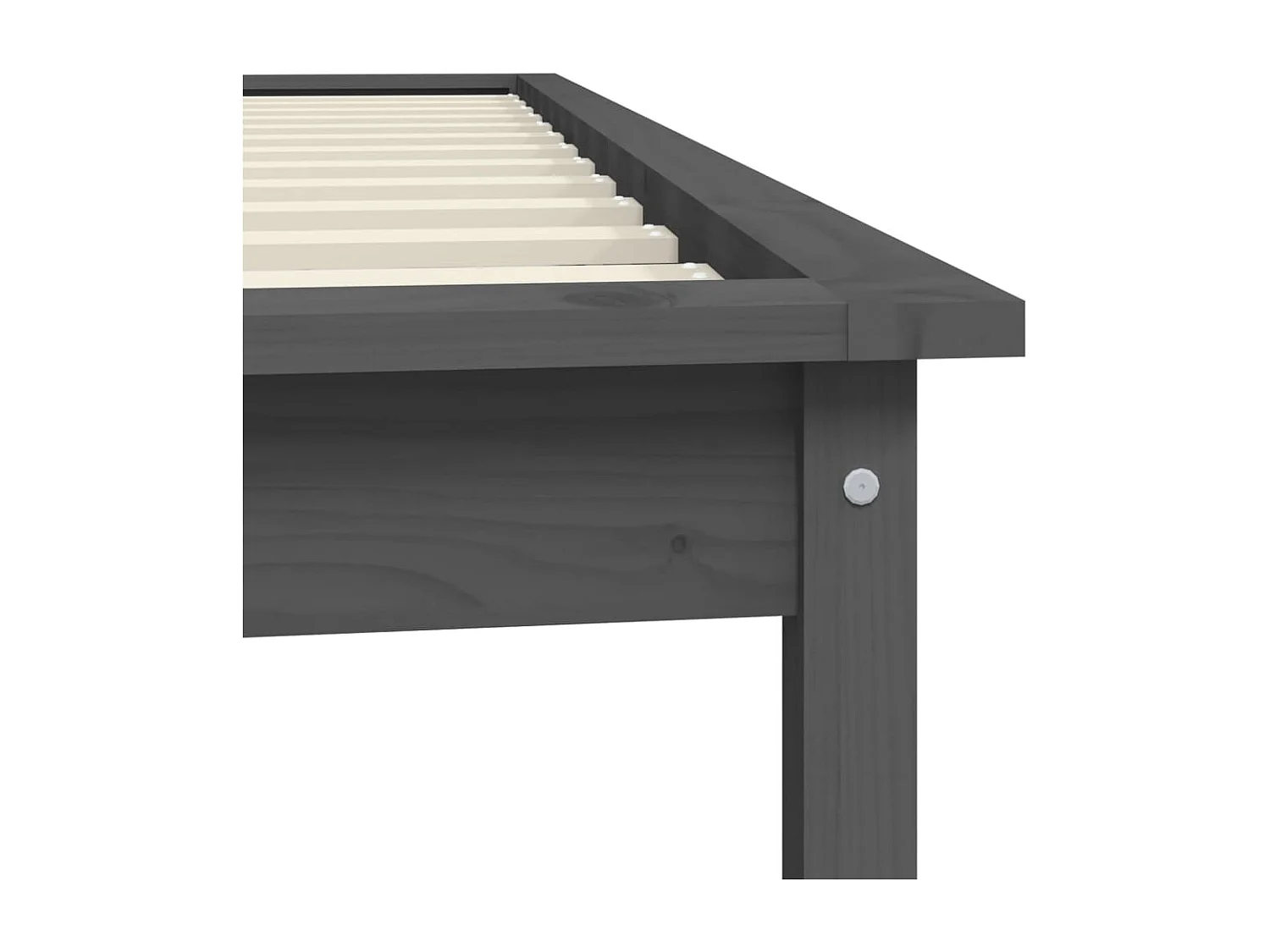 Lit simple | Lit adulte, enfant | Cadre de lit gris 90x200 cm bois massif
