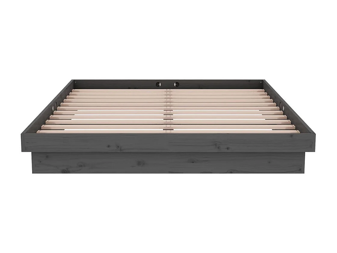 Lit double | Lit adulte | Cadre de lit gris bois massif 135x190 cm