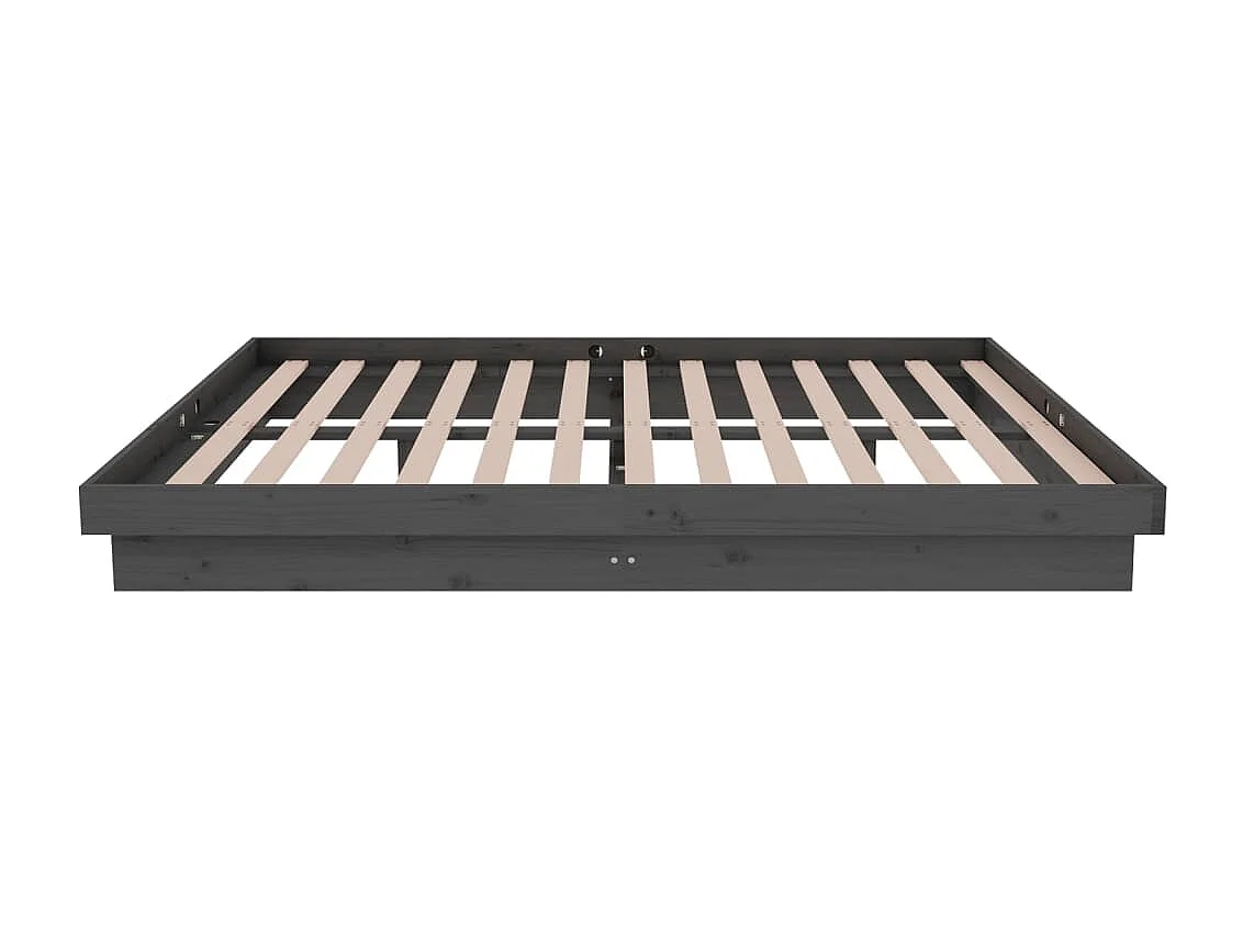Lit double | Lit adulte | Cadre de lit gris bois massif 135x190 cm