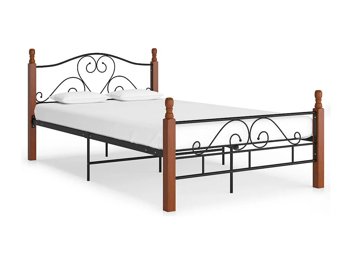 Lit simple | Lit adulte, enfant | Cadre de lit noir métal 120x200 cm