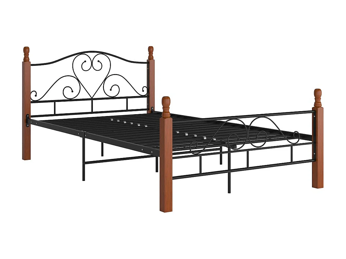 Lit simple | Lit adulte, enfant | Cadre de lit noir métal 120x200 cm