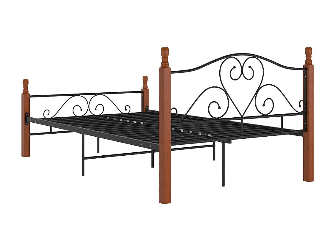 Lit simple | Lit adulte, enfant | Cadre de lit noir métal 120x200 cm