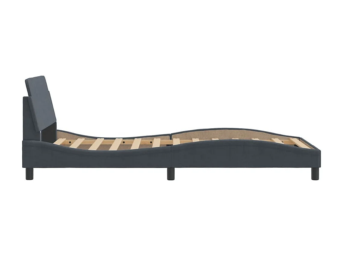 Lit simple | Lit adulte, enfant | Cadre de lit gris foncé 100x200 cm velours