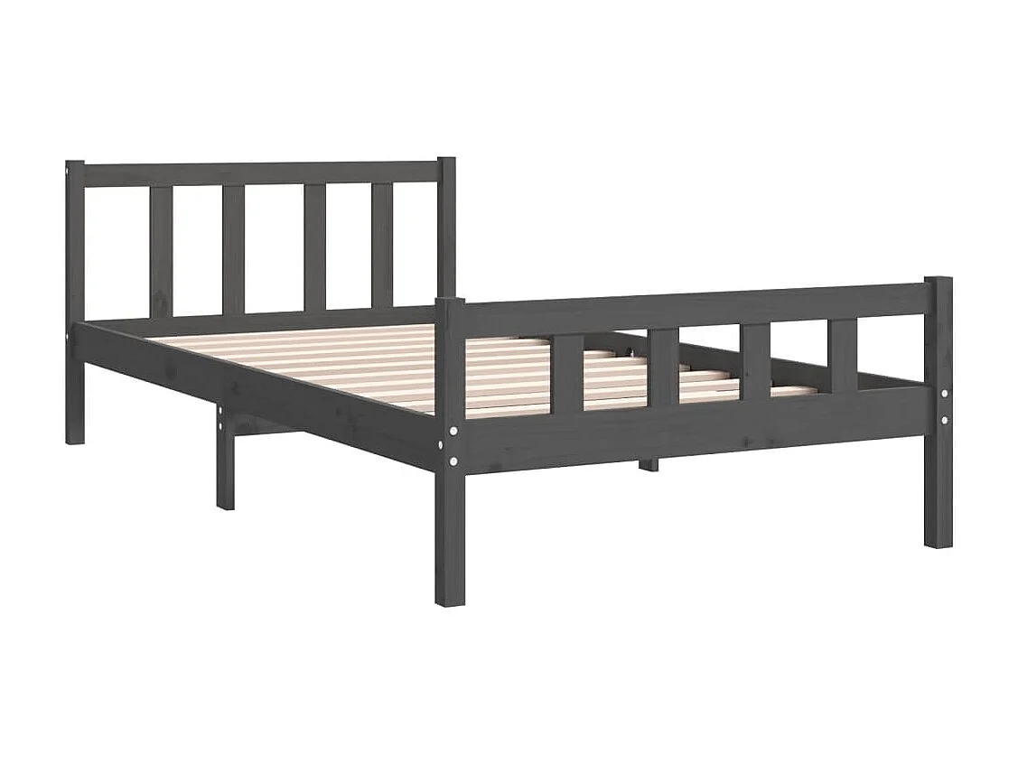 Lit simple | Lit adulte, enfant | Cadre de lit gris bois massif 100x200 cm