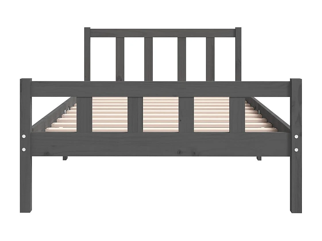 Lit simple | Lit adulte, enfant | Cadre de lit gris bois massif 100x200 cm