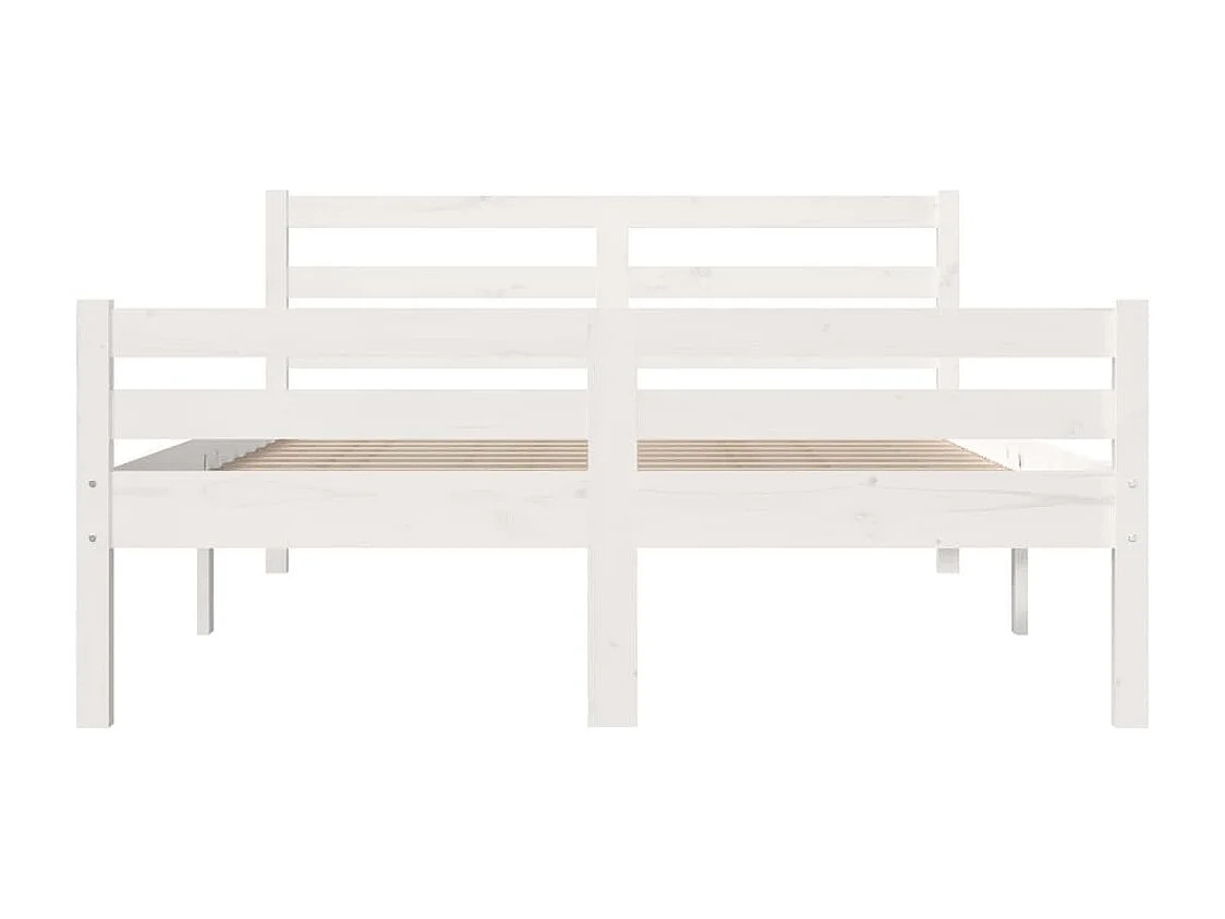 Lit double | Lit adulte | Cadre de lit blanc bois massif 150x200 cm