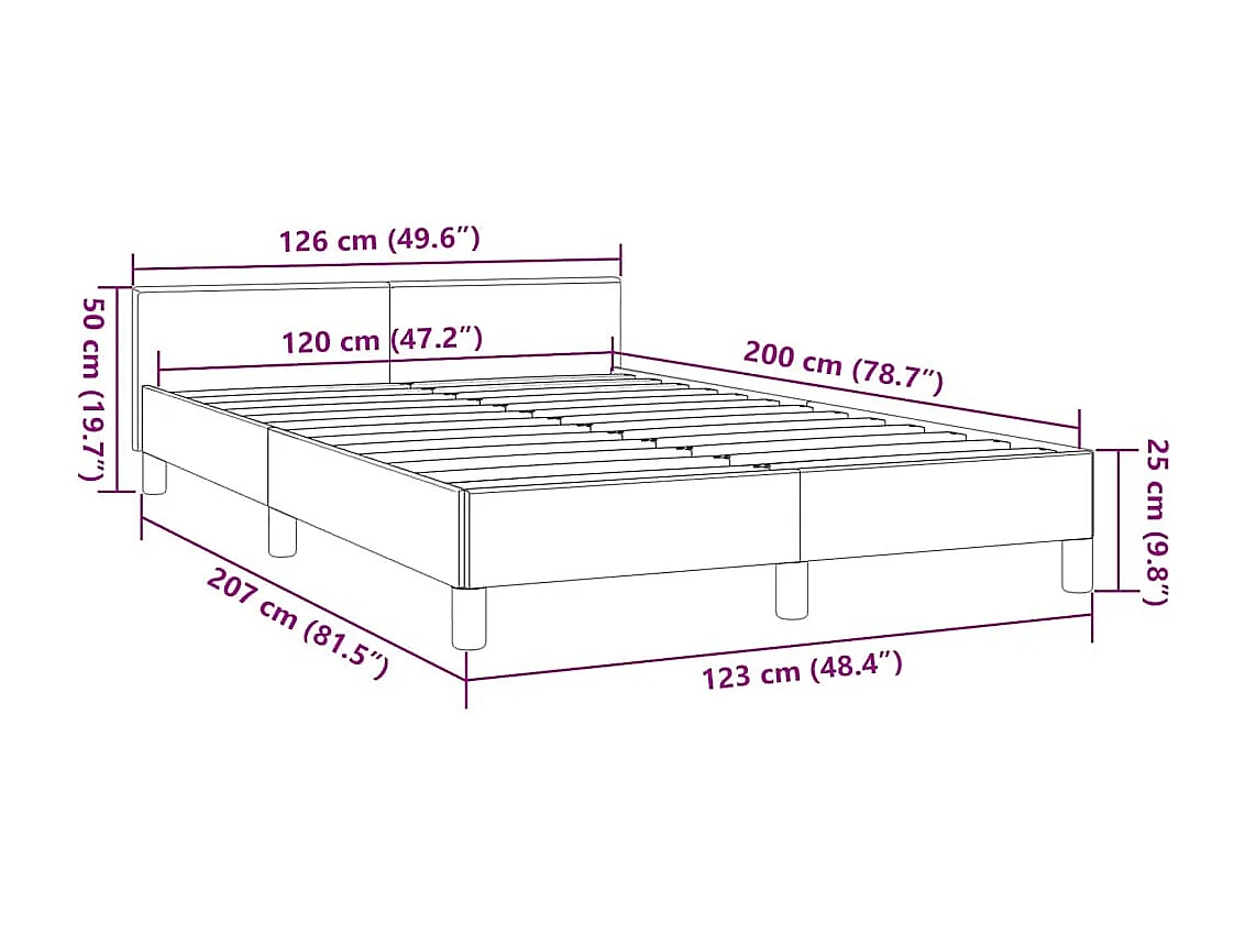 Letto per adulti | Letto singolo | Giroletto senza Materasso Crema 120x200 cm Tessuto