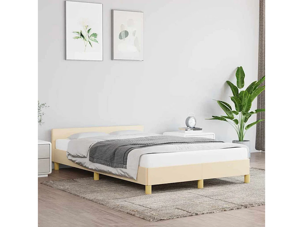 Letto per adulti | Letto singolo | Giroletto senza Materasso Crema 120x200 cm Tessuto