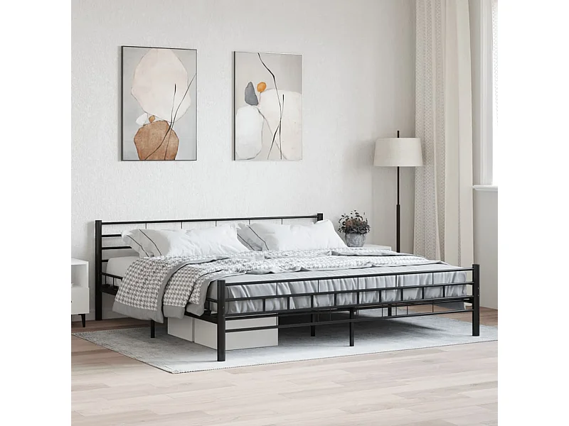 Lit double | Lit adulte | Cadre de lit noir acier 200x200 cm