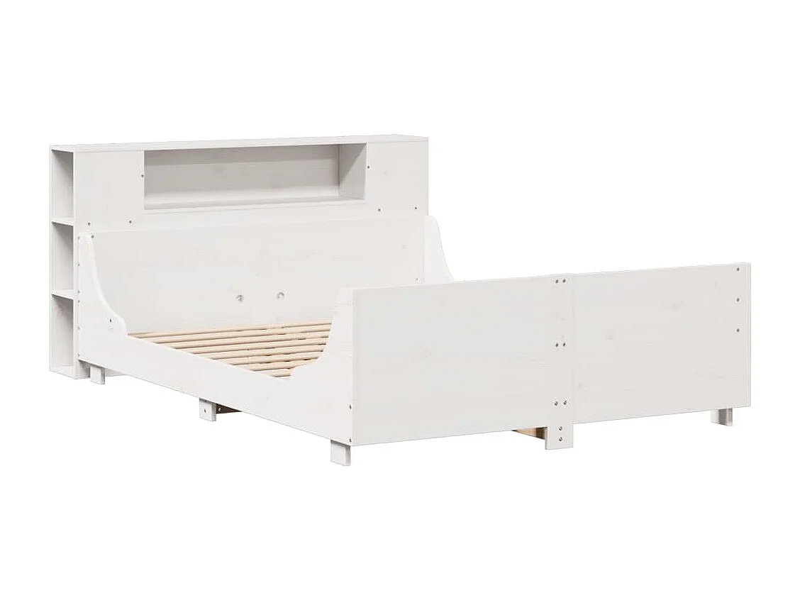 Lit simple | Lit adulte, enfant | Cadre de lit blanc 120x190 cm bois de pin massif