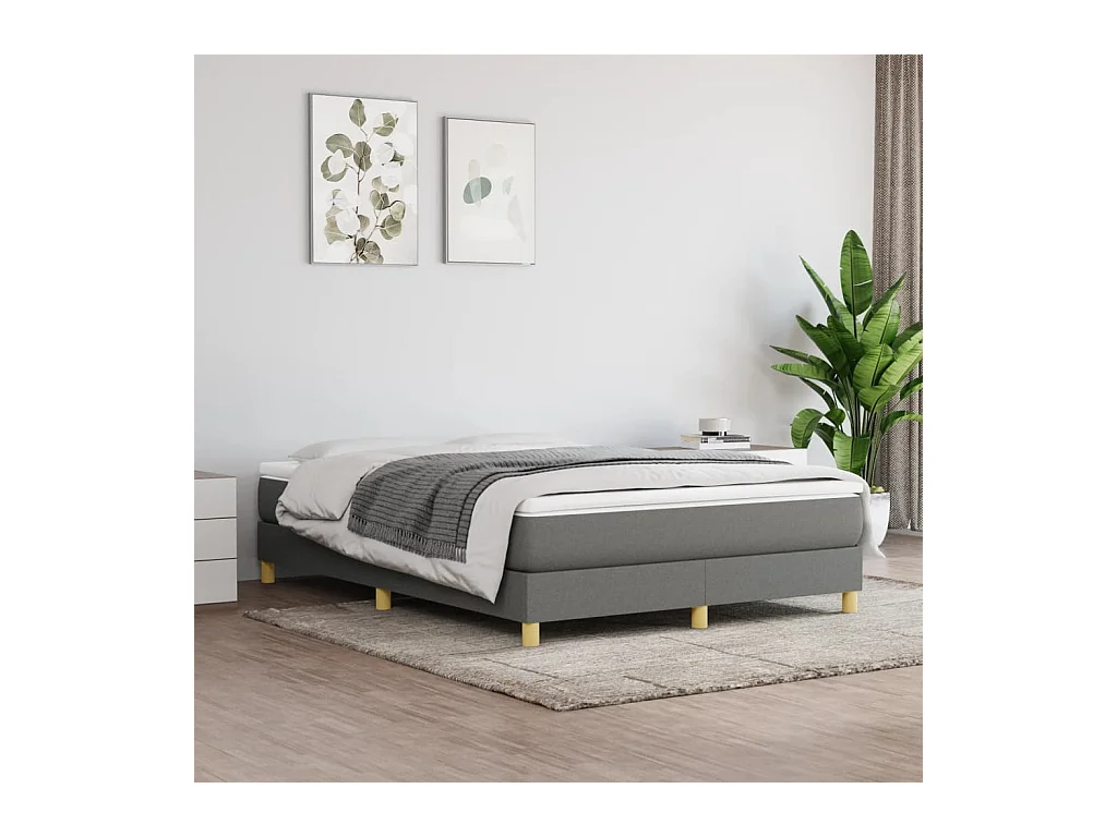 Lit double | Lit adulte | Cadre de lit gris foncé 140x190 cm tissu