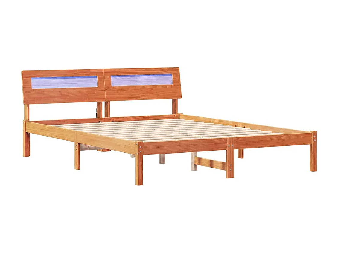 Lit double | Lit adulte | Cadre de lit Marron cire 160x200 cm Bois massif en pin