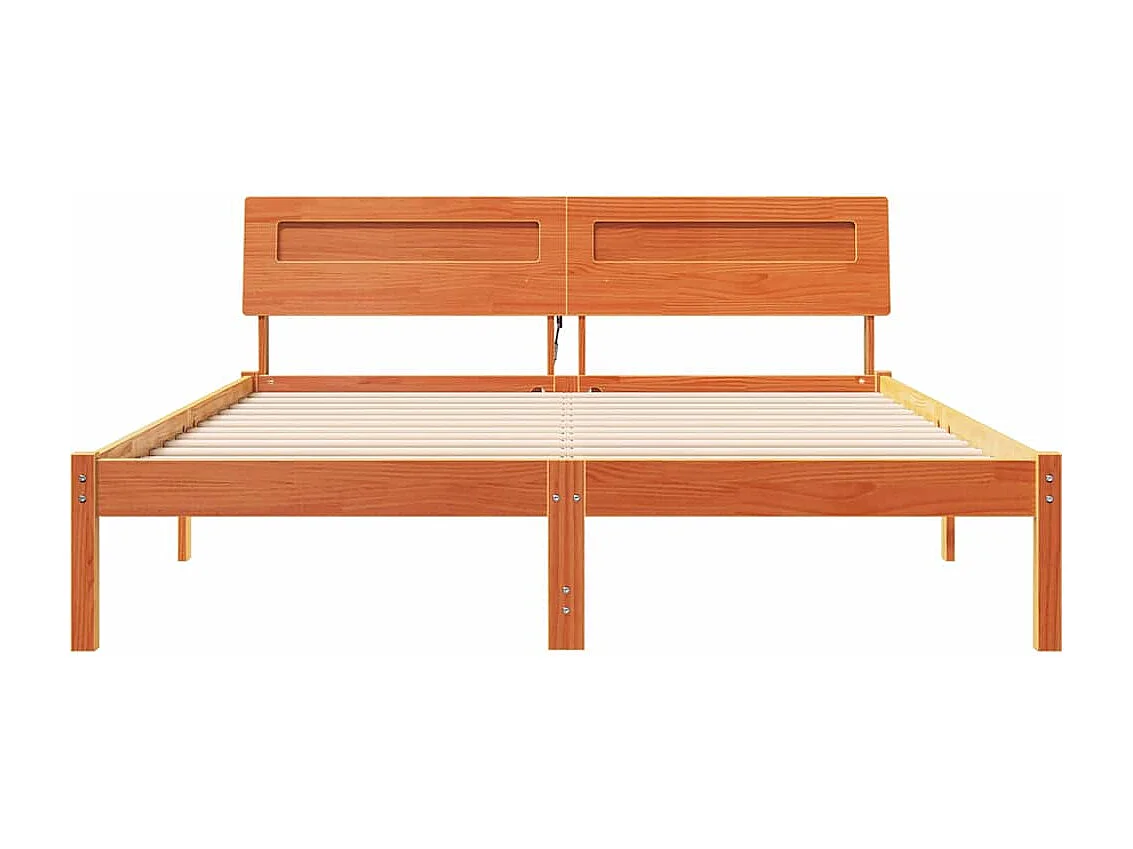 Lit double | Lit adulte | Cadre de lit Marron cire 160x200 cm Bois massif en pin