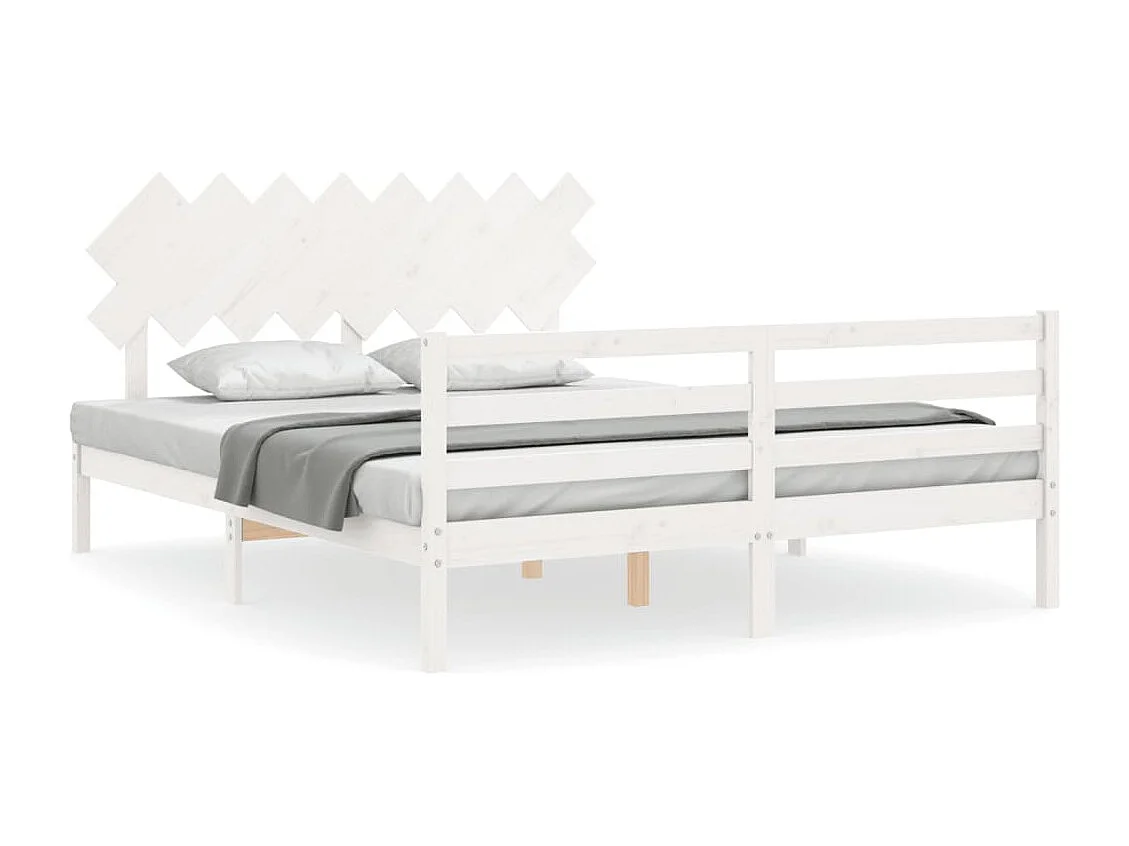 Lit double | Lit adulte | Cadre de lit blanc 160x200 cm bois massif