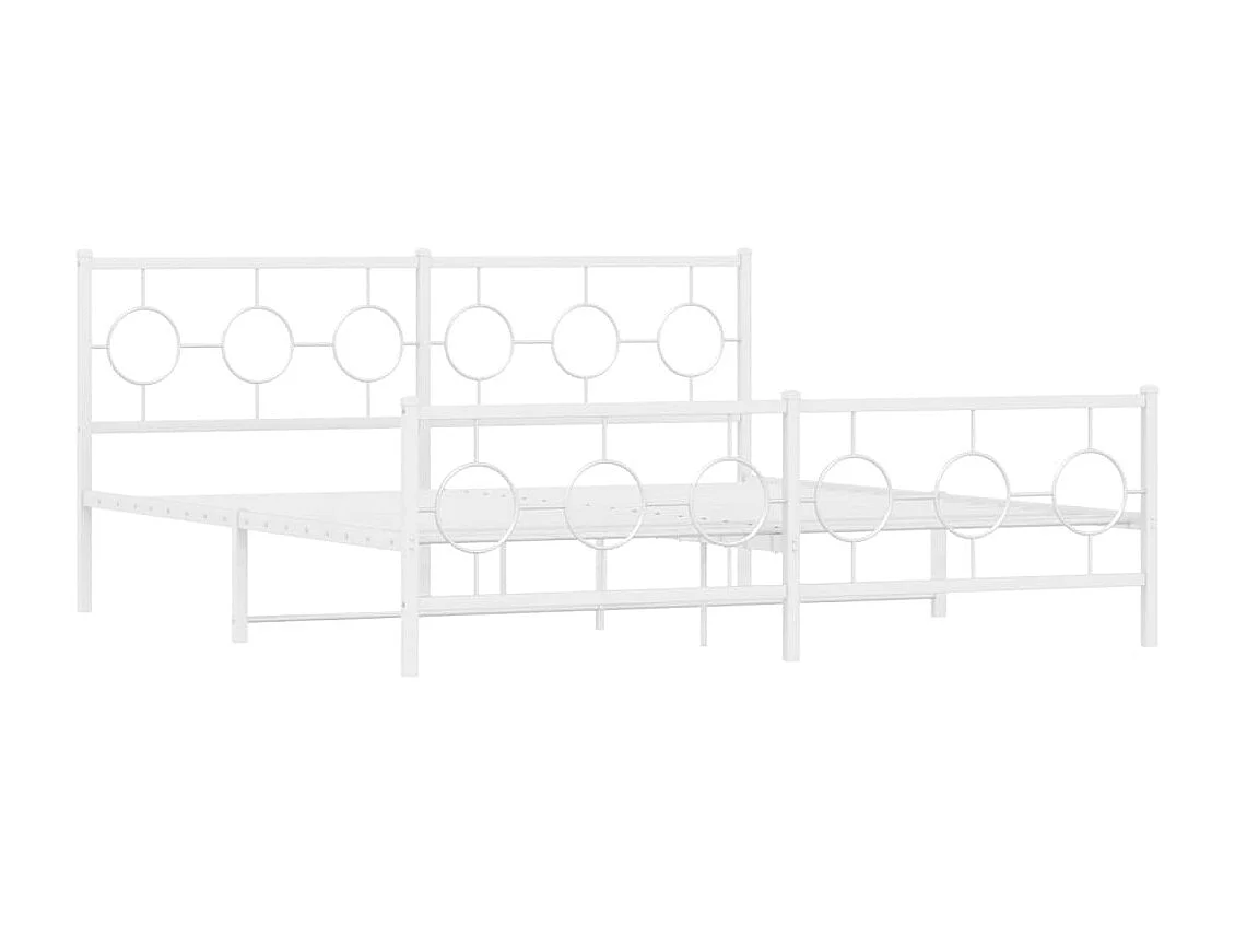 Lit double | Lit adulte | Cadre de lit métal et pied de lit blanc 183x213 cm