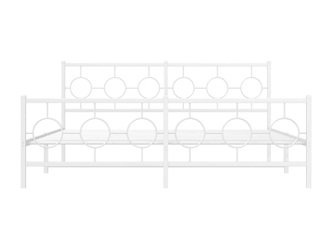 Lit double | Lit adulte | Cadre de lit métal et pied de lit blanc 183x213 cm