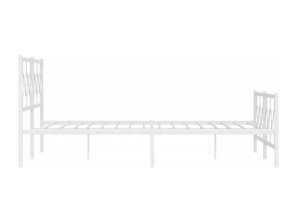 Lit double | Lit adulte | Cadre de lit métal et pied de lit blanc 183x213 cm