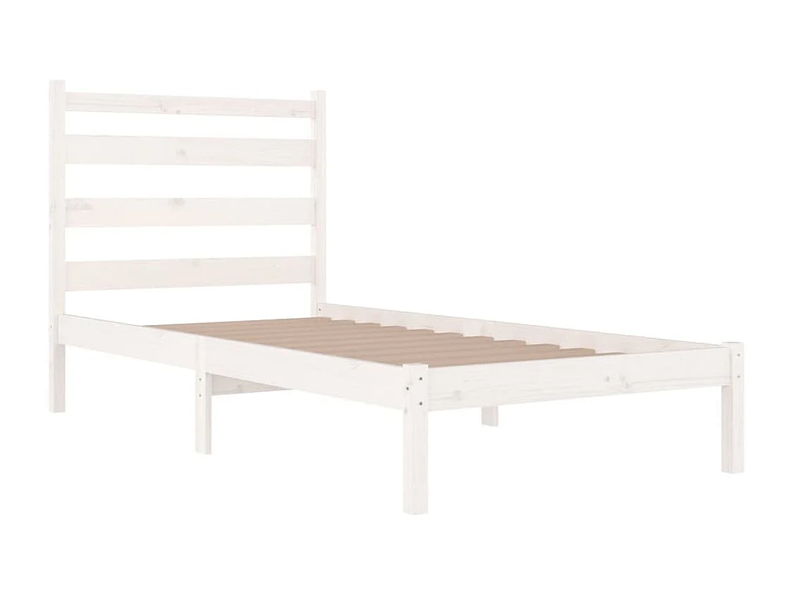 Lit simple | Lit adulte, enfant | Cadre de lit blanc bois massif 100x200 cm