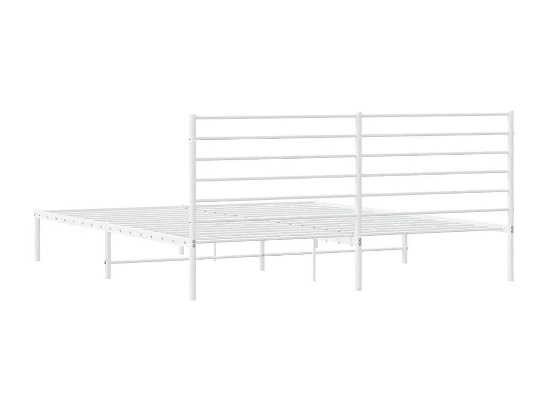 Lit double | Lit adulte | Cadre de lit métal et tête de lit blanc 180x200 cm