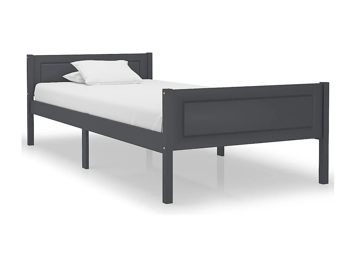 Lit simple | Lit adulte, enfant | Cadre de lit bois massif de pin gris 100x200 cm