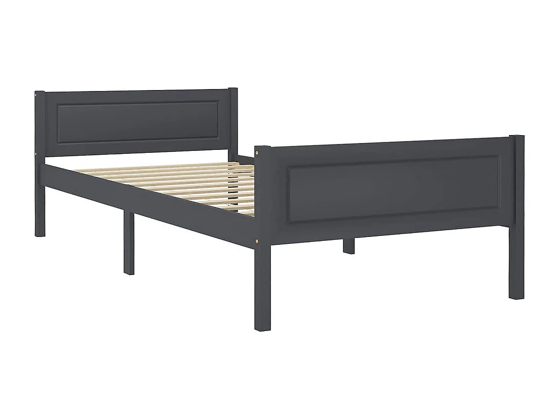 Lit simple | Lit adulte, enfant | Cadre de lit bois massif de pin gris 100x200 cm