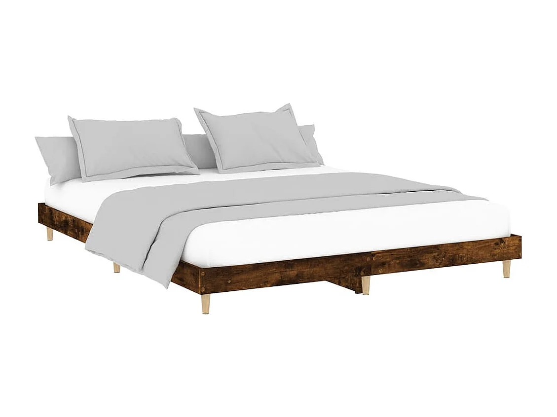 Lit double | Lit adulte | Cadre de lit chêne fumé 150x200 cm bois ingénierie