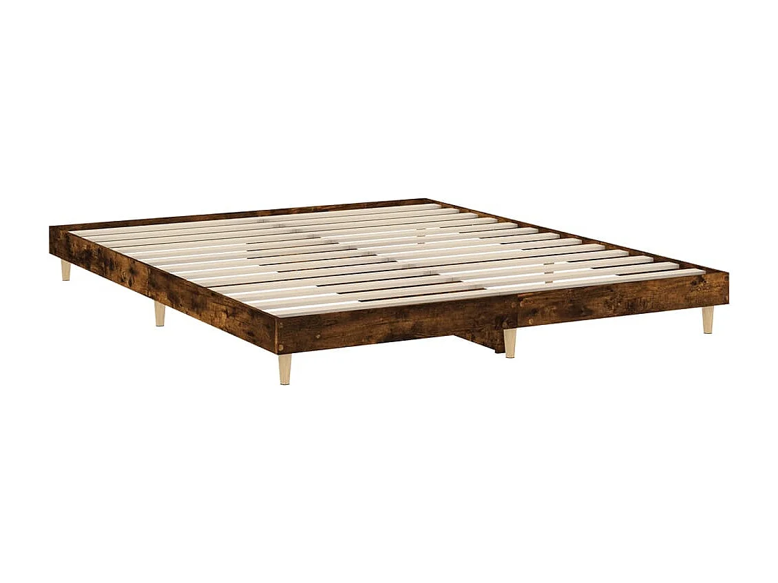 Lit double | Lit adulte | Cadre de lit chêne fumé 150x200 cm bois ingénierie