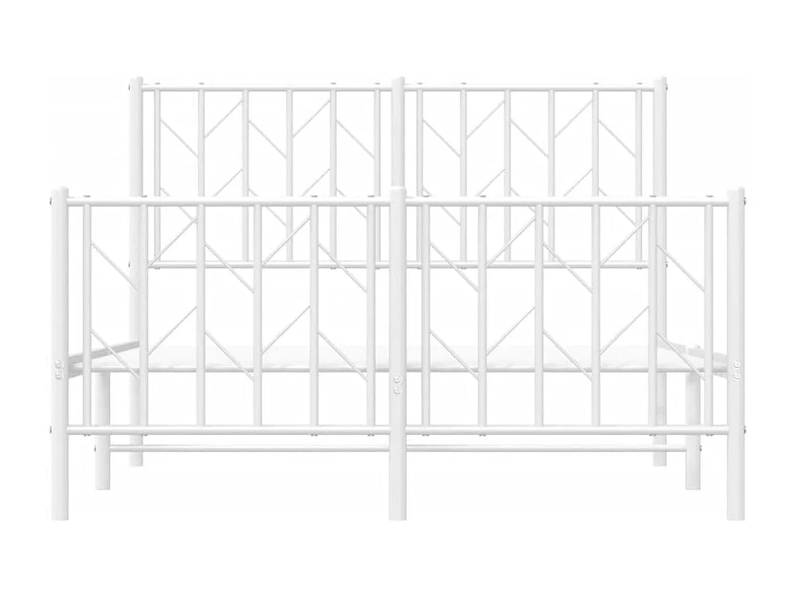Lit simple | Lit adulte, enfant | Cadre de lit métal et pied de lit blanc 120x200 cm