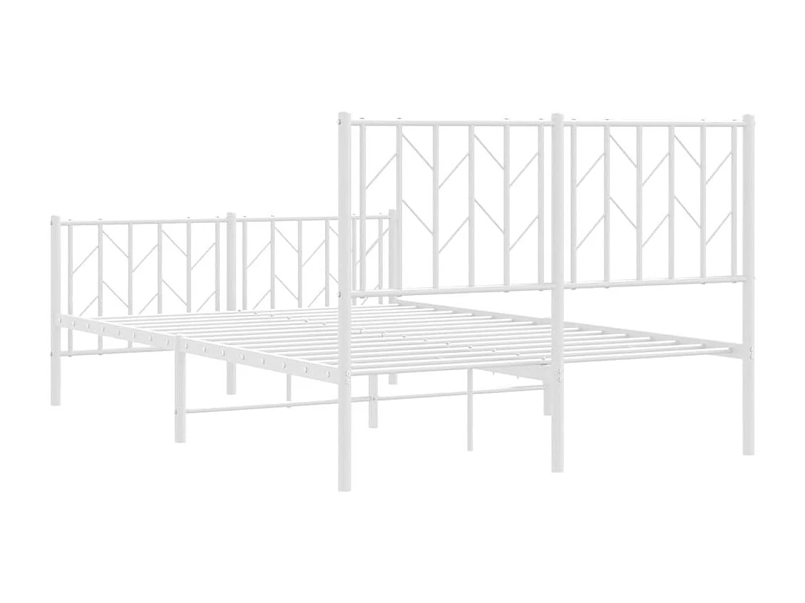 Lit simple | Lit adulte, enfant | Cadre de lit métal et pied de lit blanc 120x200 cm