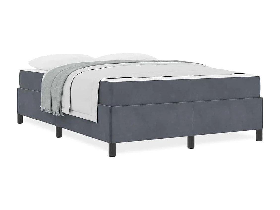 Lit double | Lit adulte | Cadre de lit Gris foncé gris et blanc 140x200 cm Velours