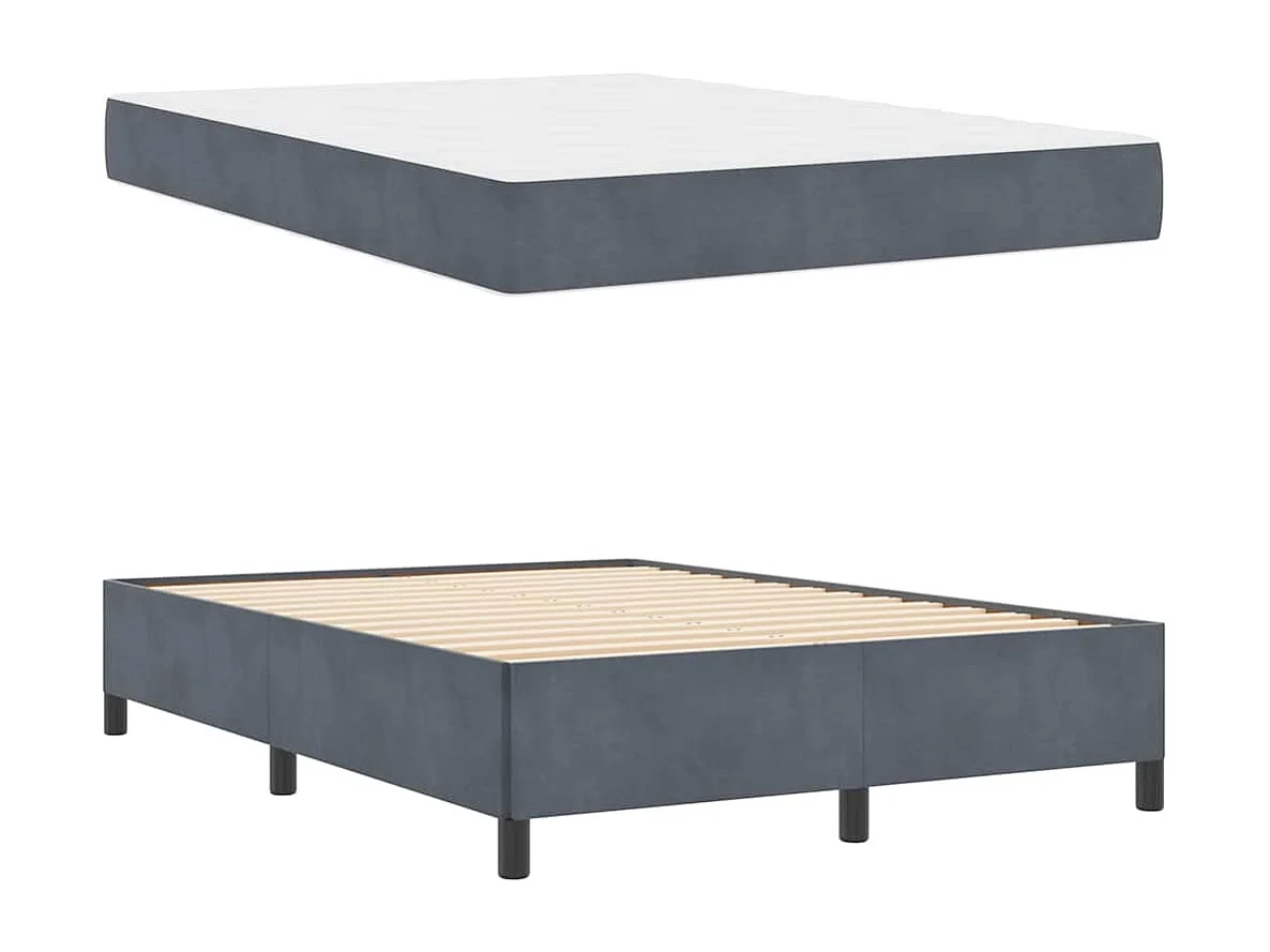 Lit double | Lit adulte | Cadre de lit Gris foncé gris et blanc 140x200 cm Velours