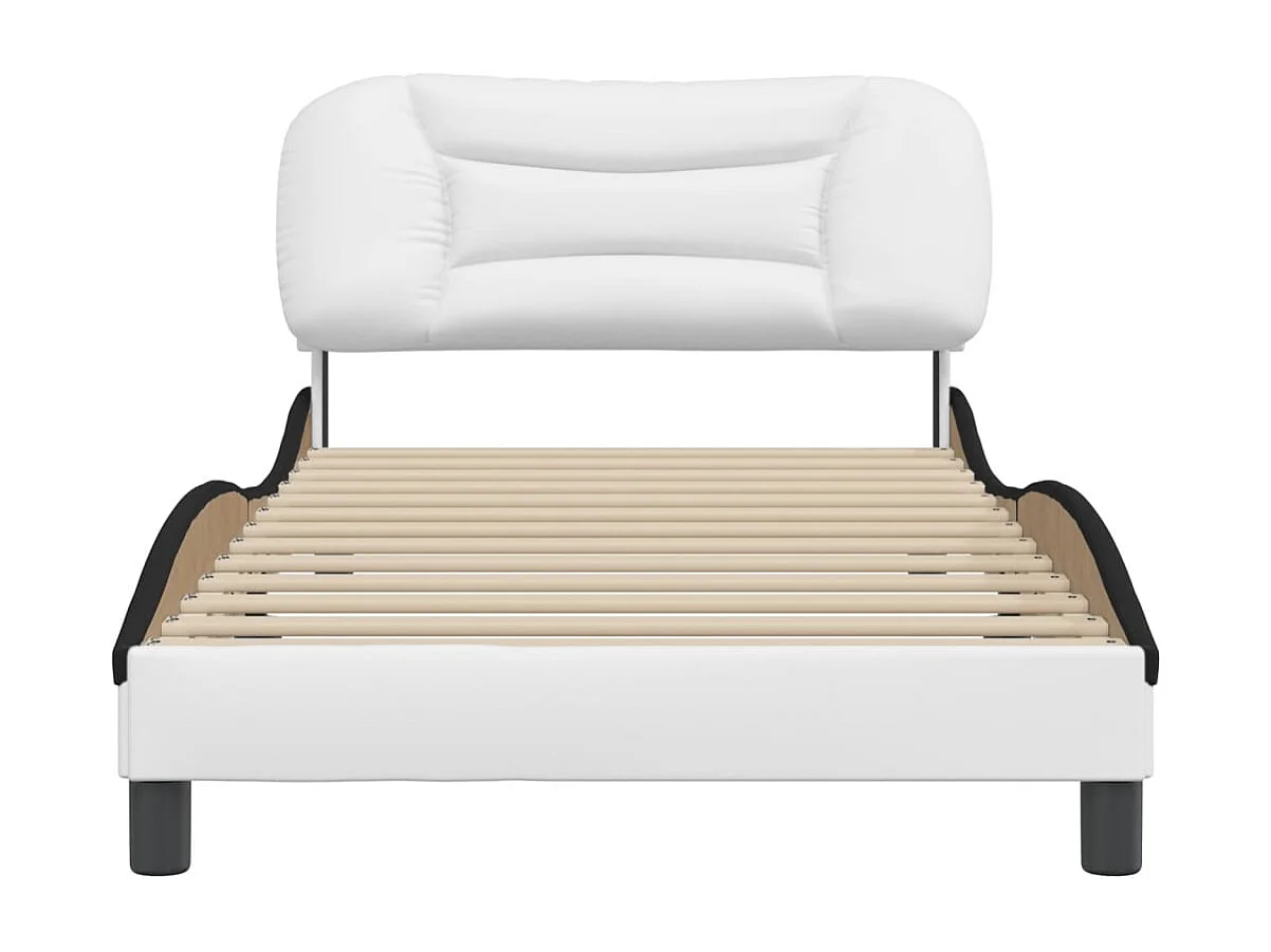 Lit simple | Lit adulte, enfant | Cadre de lit blanc et noir 100x200 cm similicuir