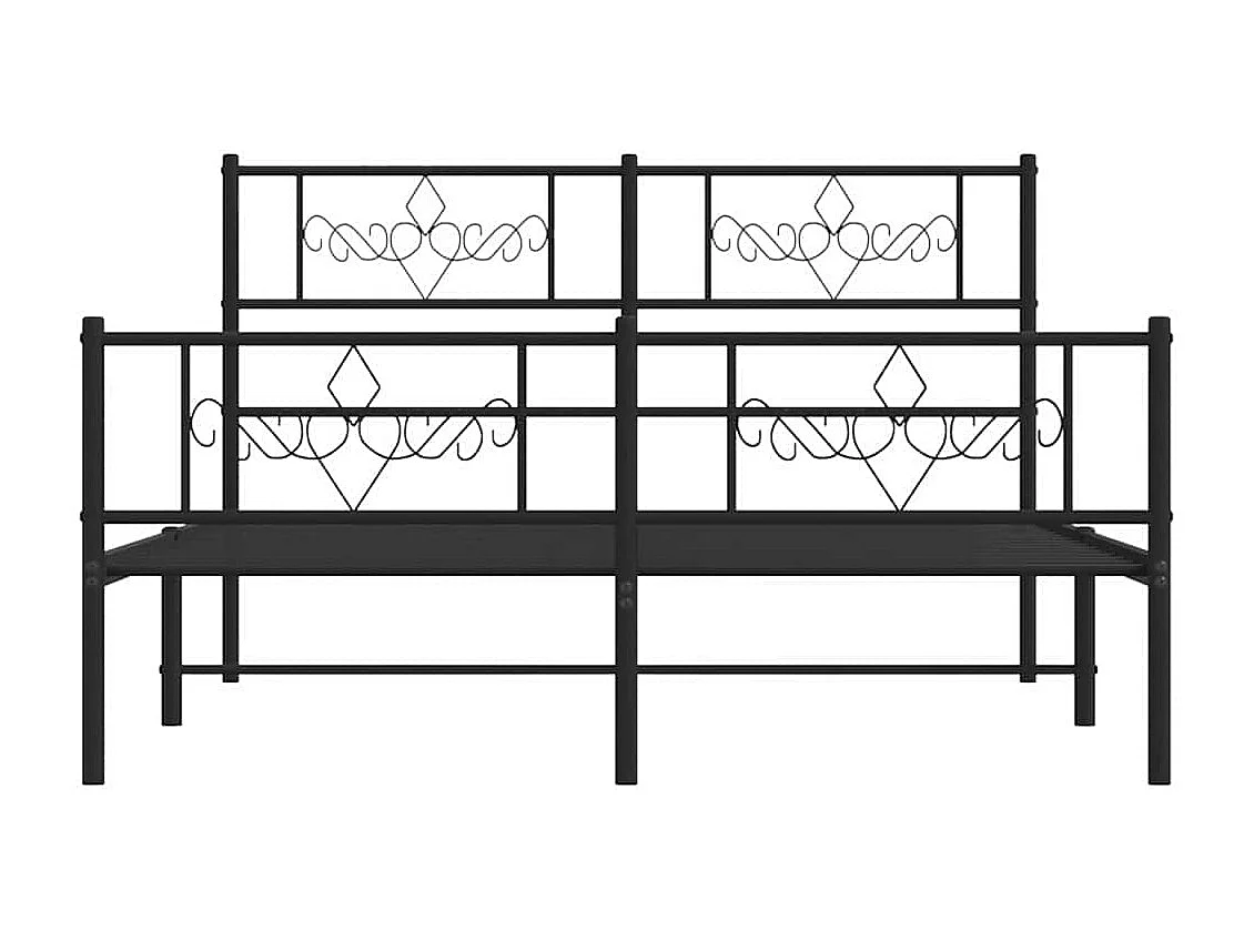 Lit double | Lit adulte | Cadre de lit métal avec pied de lit noir 135x190cm