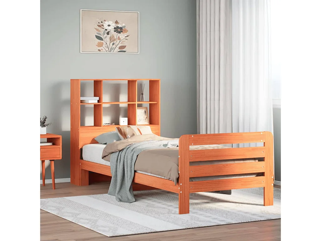 Lit simple | Lit adulte, enfant | Cadre de lit cire marron 75x190 cm bois pin massif