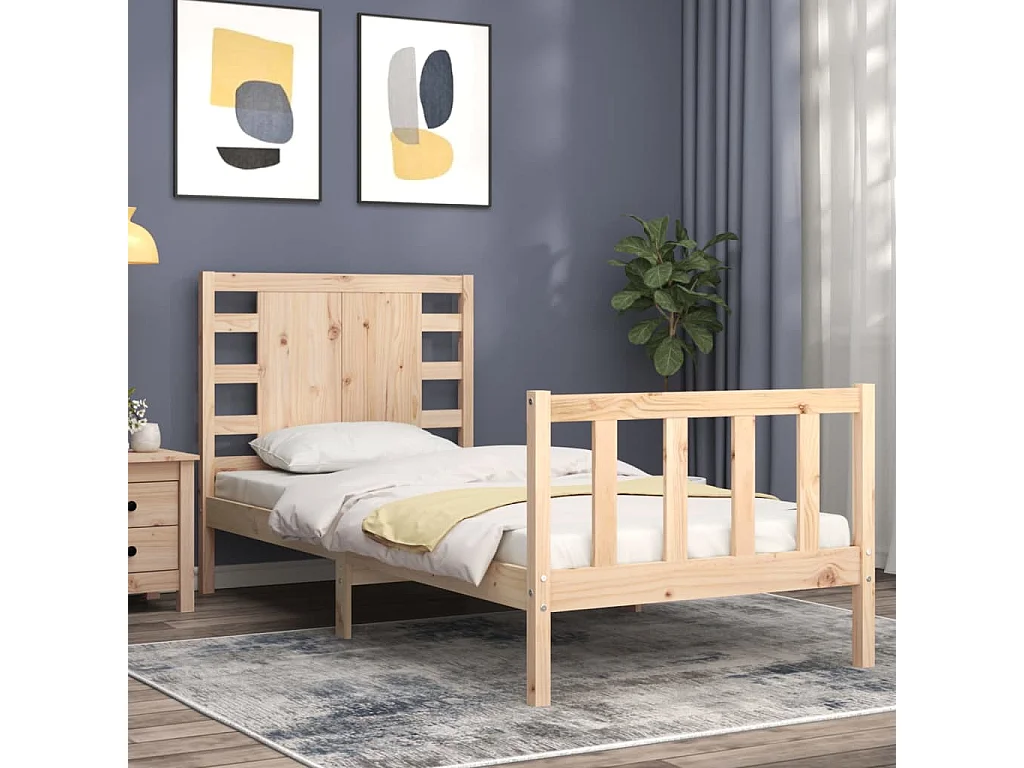 Lit simple | Lit adulte, enfant | Cadre de lit 90x200 cm bois de pin massif