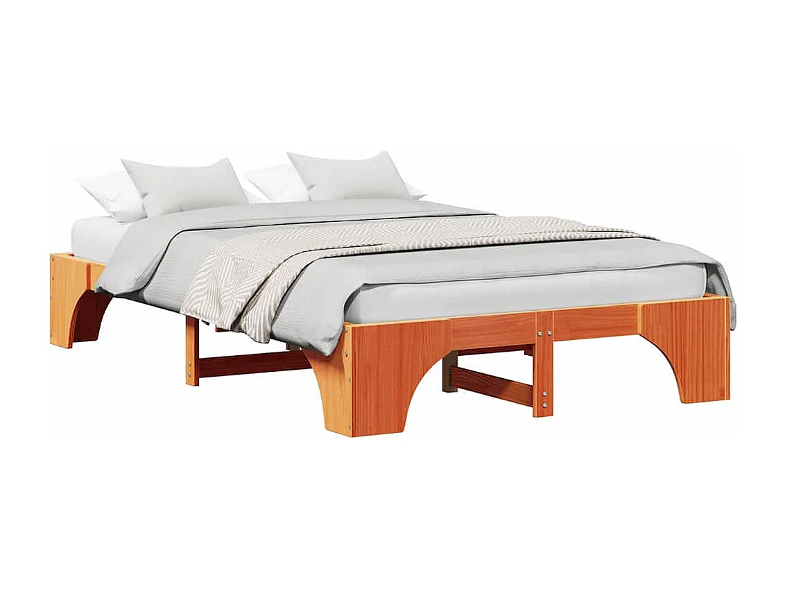 Letto matrimoniale | Giroletto | Struttura del letto Marrone cerato 140x190 cm Pino massello